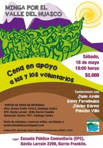 Cena solidaria por el Valle del Huasco  16 de mayo