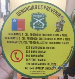 Con stickers difunden teléfonos de los cuadrantes de Vallenar